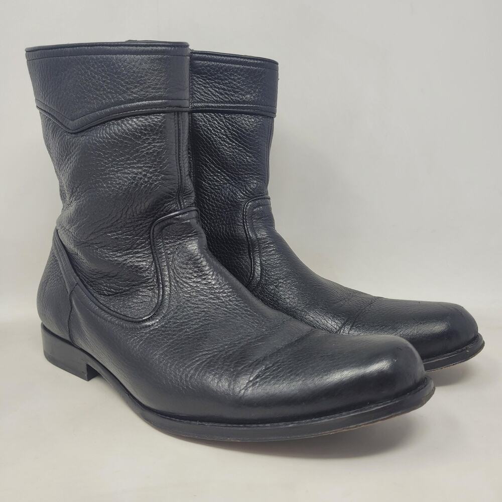 Franco Cuadra Dress Boots 9.5 Black Premium Deer Leather Ankle Zip Bootie Casual
